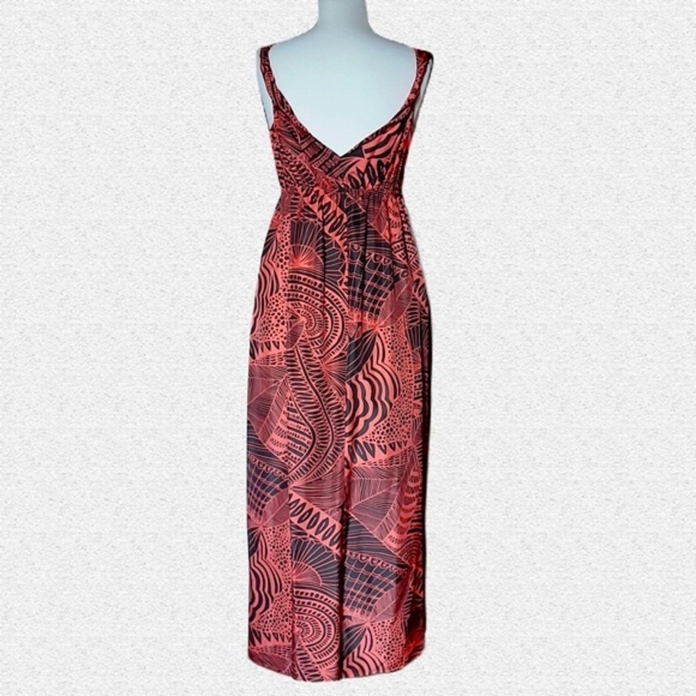 PIPER Silk Maxi Dress, Mandala Print, Melon & Gray Colours - Picture 3 of 7